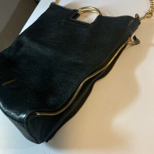 THACKER NEW YORK CONVERTIBLE ELEGANT LAMB SKIN BAG GOLD SHOULDER STRAP ,STUNNING